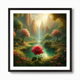 Red Loney Rose3 Art Print