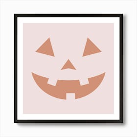 Cute Jack o Lantern Pumpkin Face Pink Art Print