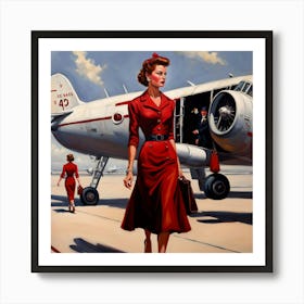 Lady In Red 1 Art Print