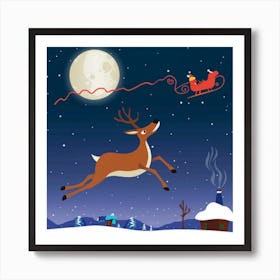 Santa Sleigh Art Print