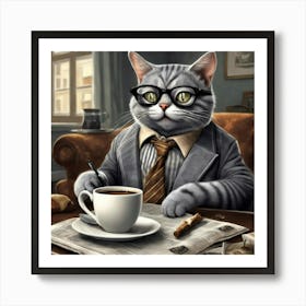 Business Cat Art Print