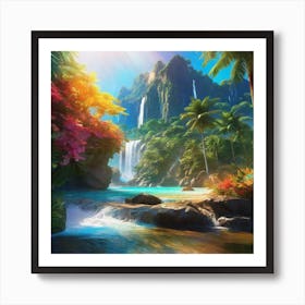 Tropical Landscape Painting 5 Art Print