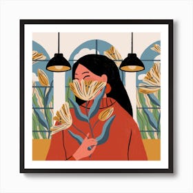 Girl In Love Square Art Print