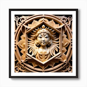 Golden Serenity: Celestial Geometry in Chinese Elegance 1 Art Print