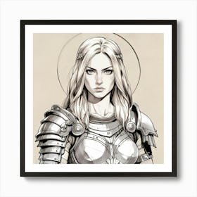Warrior Woman In Armor Art Print