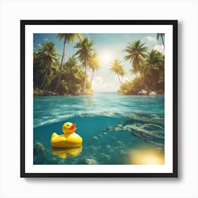 Rubber Duck In The Water Art Print