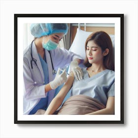 Female Doctor Giving Injection Art Print