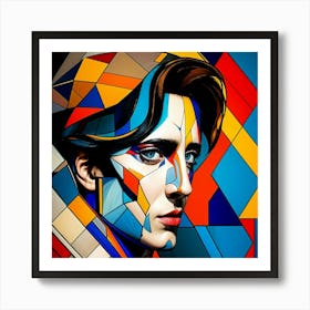 Awareness - Man's Face 02 - Cubism Art Print