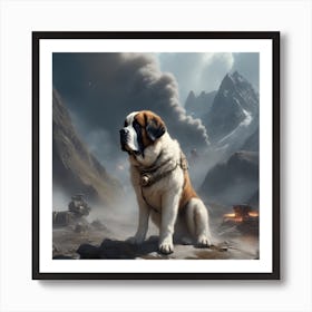 St Bernard Dog In Mountain Sharp Focus Emitting Diodes Smoke Artillery Sparks Racks System U (3) Art Print