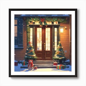 Christmas Decoration On Home Door Golden Ratio Fake Detail Trending Pixiv Fanbox Acrylic Palette (4) Art Print