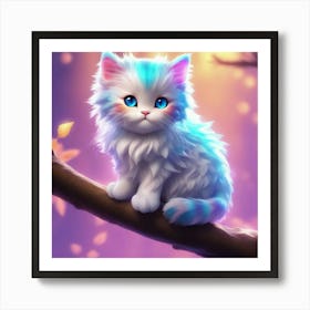 Cute Cat On A Branch Art Print