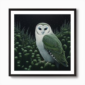 Ohara Koson Inspired Bird Painting Barn Owl 3 Square Art Print