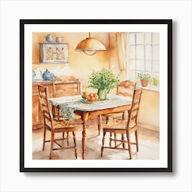 Watercolor Of A Kitchen Art Print