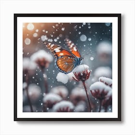 Butterfly In The Snow 2 Art Print