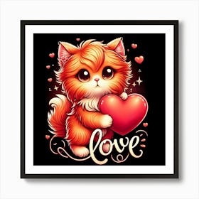 Cute Kitten With A Heart Art Print