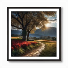 Sunset In A Field Art Print