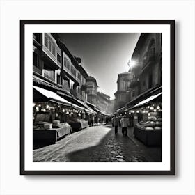 Black And White Street Scene Art Print