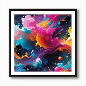 Colorful Paint Splashes Art Print