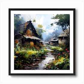 Village In The Forest Art Print