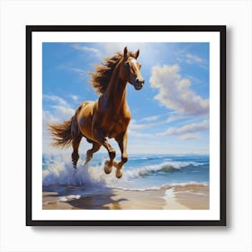 Horse Running On The Beach 1 Art Print