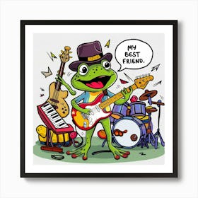 Frog With Guitar Art Print