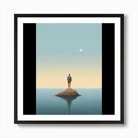 Man On A Rock Art Print