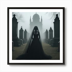 Lady In A Black Dress Art Print