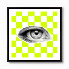 Checkerboard Eye Lime Green Art Print