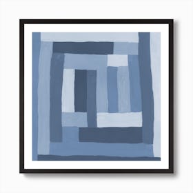 Painted Color Block Sprial In Blue Art Print