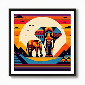 African Siblings Elephants Art Print