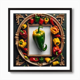 Colorful Peppers In A Frame 41 Art Print