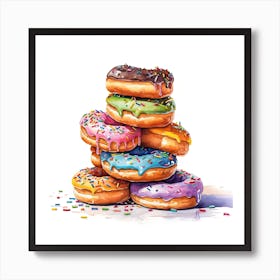 Stack Of Sprinkles Donuts 4 Art Print