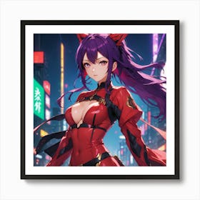 Anime Girl In Red Costume Art Print