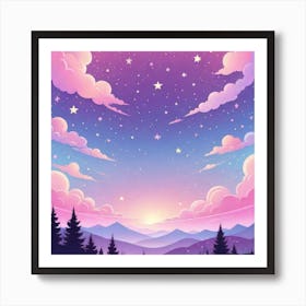 Sky With Twinkling Stars In Pastel Colors Square Composition 254 Art Print