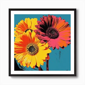 Andy Warhol Style Pop Art Flowers Calendula 2 Square Art Print