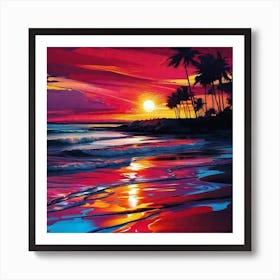 Sunset At The Beach 229 Art Print