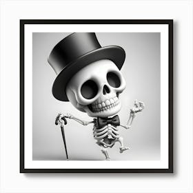 Skeleton In Top Hat 12 Art Print