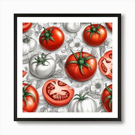 Seamless Pattern With Tomatoes Art Print