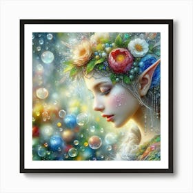 Fairy Girl With Bubbles Art Print