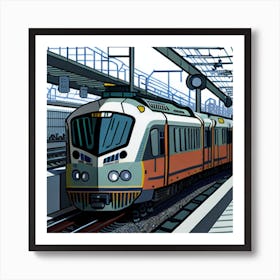 Illustration Of A Train Art Print