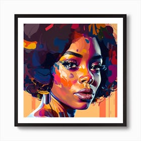 Afro Motown Beauty Fine Art Style Portrait, Disco 70's 4 Art Print
