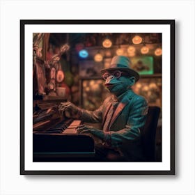 Frog At The Piano Art Print