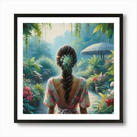 Girl In A Garden 1 Art Print