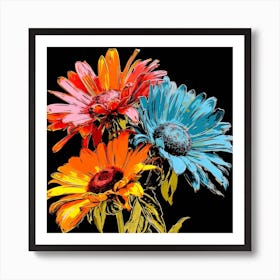 Andy Warhol Style Pop Art Flowers Gaillardia 3 Square Art Print