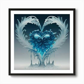 Heart silhouette in the shape of a melting ice sculpture 1 Art Print