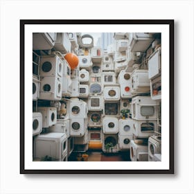 Laundry Room Full Of Washing Machines Art Print