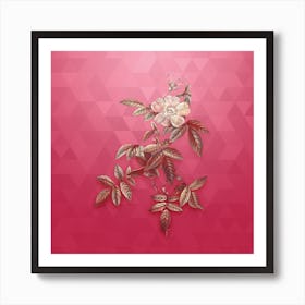 Vintage Pink Boursault Rose Botanical in Gold on Viva Magenta n.0888 Art Print