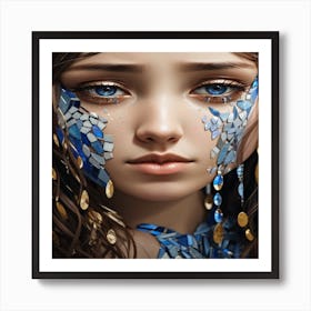 A Picture Of A Sad Woman With Tears Flowing Fro 1 Art Print