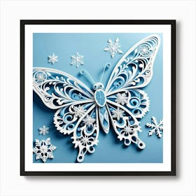 Butterfly With Snowflakes 1 Art Print