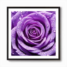 Purple Rose With Water Droplets 3 Art Print